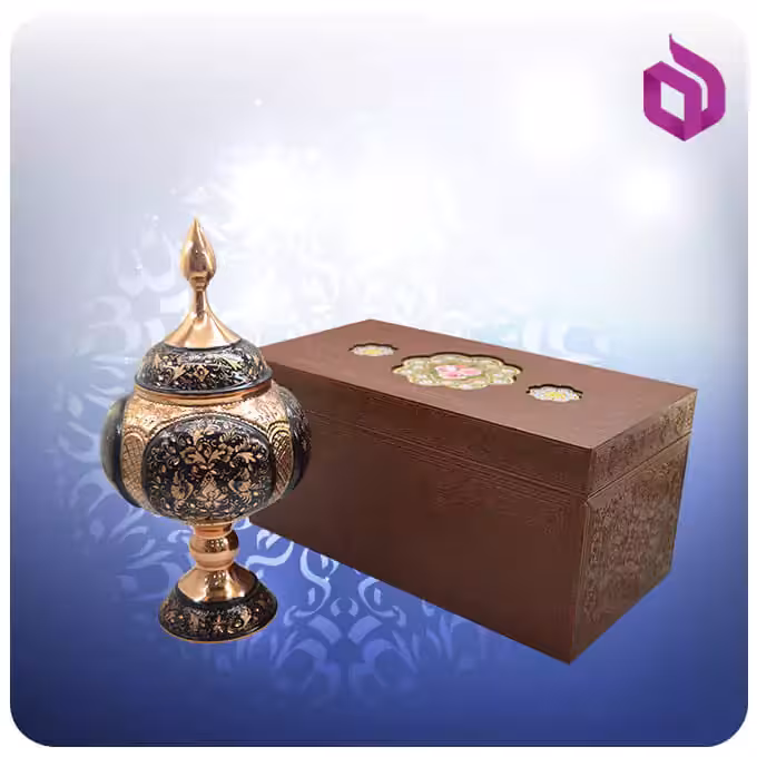 شکلات خوری خاص مس و الماس تراش 30 سانت با جعبه ام دی اف چرمی