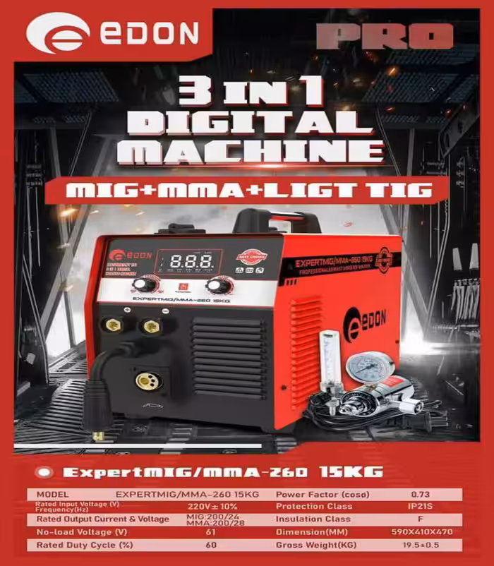 دستگاه جوش اینورتر CO2 260 آمپر ادون edon مدلExpert MIG/MMA-260