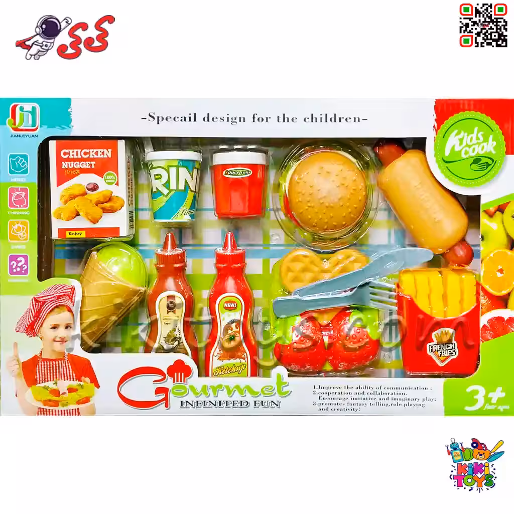 ست فست فود و همبرگر اسباب بازی | ست آشپزی کودک با همبرگر، سیب‌زمینی و بستنی 6061