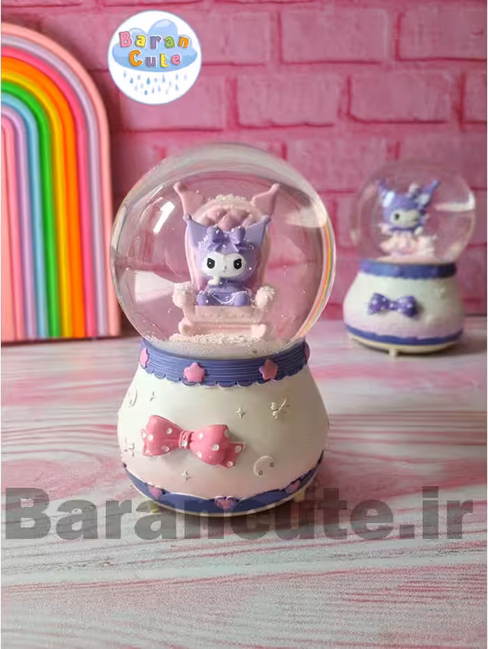 گوی موزیکال پمپی برفی چراغ دار سایز بزرگ طرح پرنسس کورومی