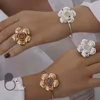 ست دستبند و انگشتر گل