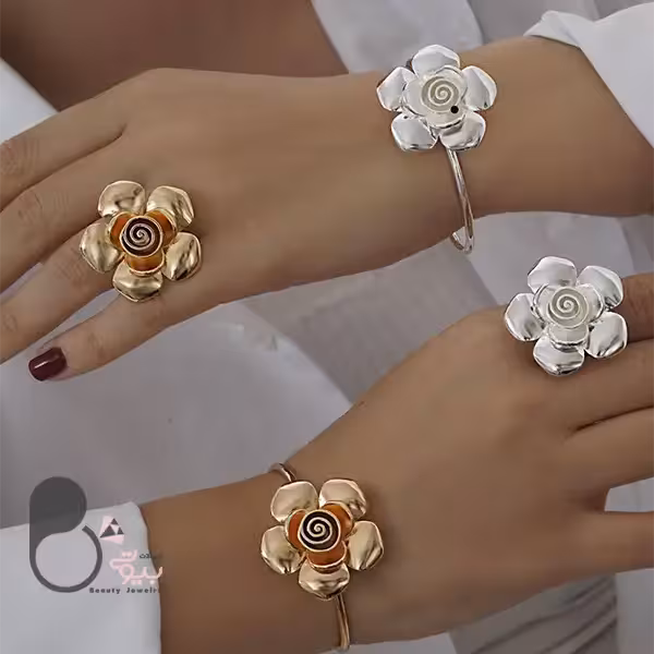 ست دستبند و انگشتر گل