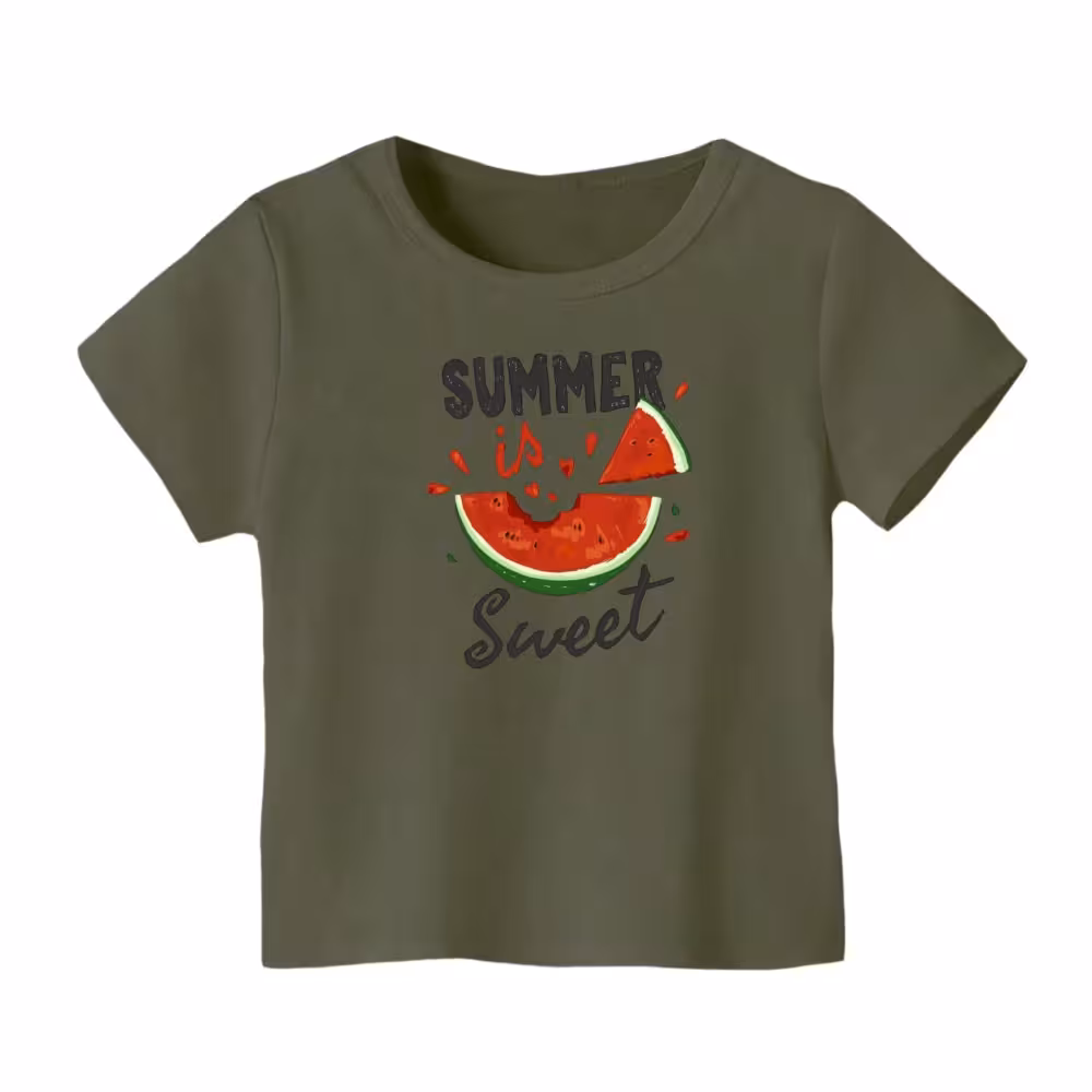 تی شرت آستین کوتاه بچگانه مدل هندوانه یلدایی کد 14 رنگ یشمی