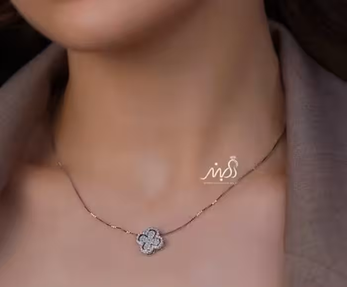 💍گردنبند جواهری ونکلیف نگین دار خاص و زیبا ، نقره عیار 925 (G_3281)‌‌‌‌‌‌