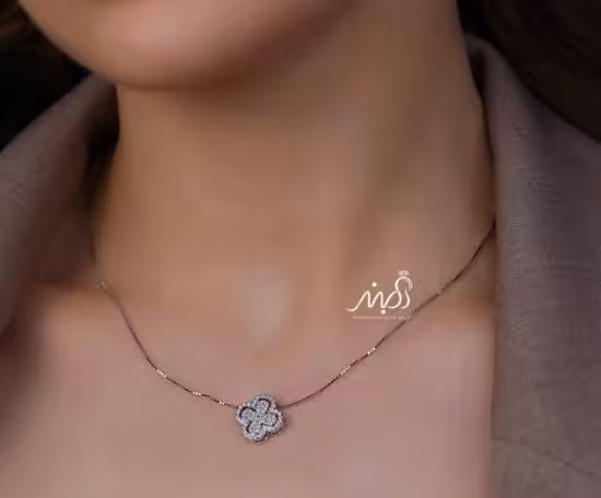💍گردنبند جواهری ونکلیف نگین دار خاص و زیبا ، نقره عیار 925 (G_3281)‌‌‌‌‌‌