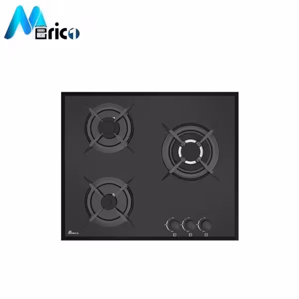 گاز رومیزی بیمکث کد 5015 سه شعله شیشه مشکی