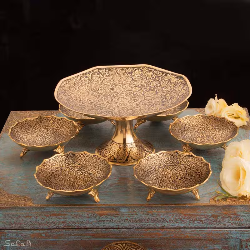 ست پذیرایی برنجی طلایی کد 278