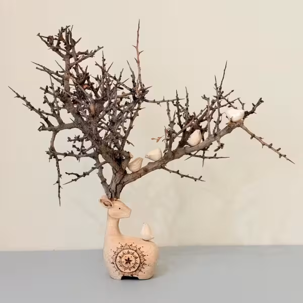 گوزن با شاخ طبیعی پنج پرنده طرح هفت