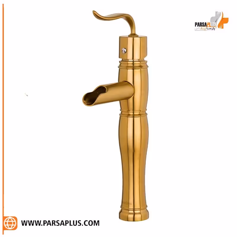 شیر روشویی پایه بلند دوان مدل لاکا طلایی مات