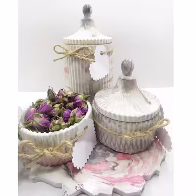 بانکه مدل سنگی کد 266 بسته 3 عددی به همراه سینی