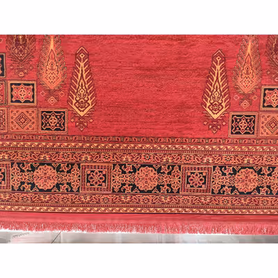 فرش ماشینی زمرد مشهد مدل کهنه نما زمینه لاکی