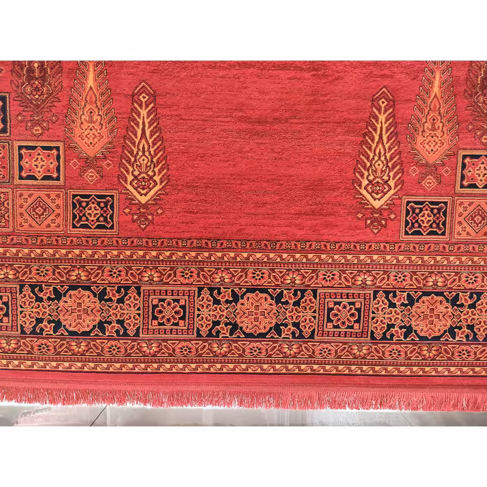 فرش ماشینی زمرد مشهد مدل کهنه نما زمینه لاکی