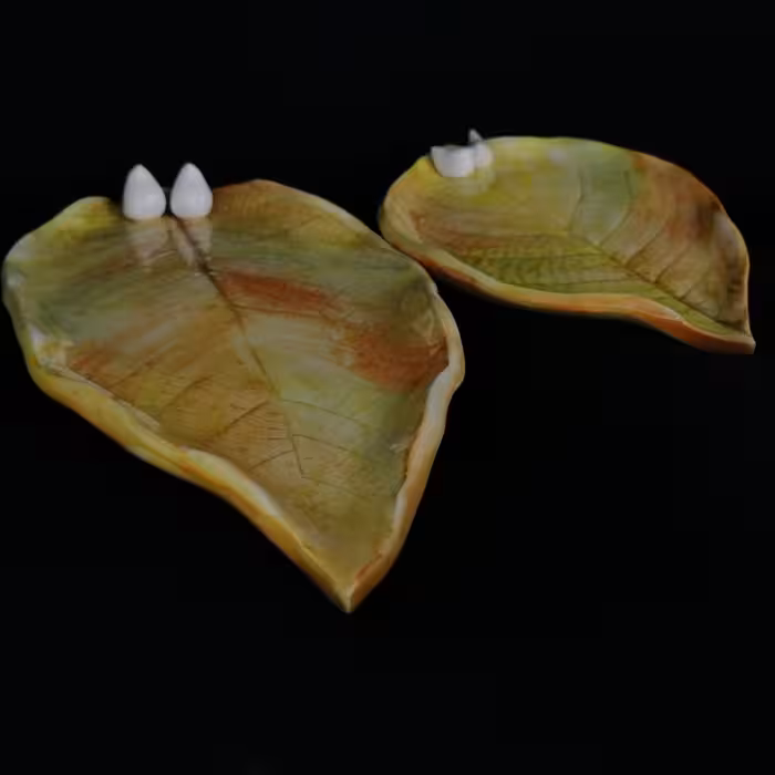 شیرینی خوری سرامیکی هیوا طرح برگ پاییز کد 10918872 مجموعه 2عددی 