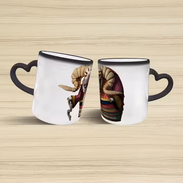 ماگ حرارتی مدل دسته قلبی اکلیلی طرح پاندا کنگ فو کار کد 57