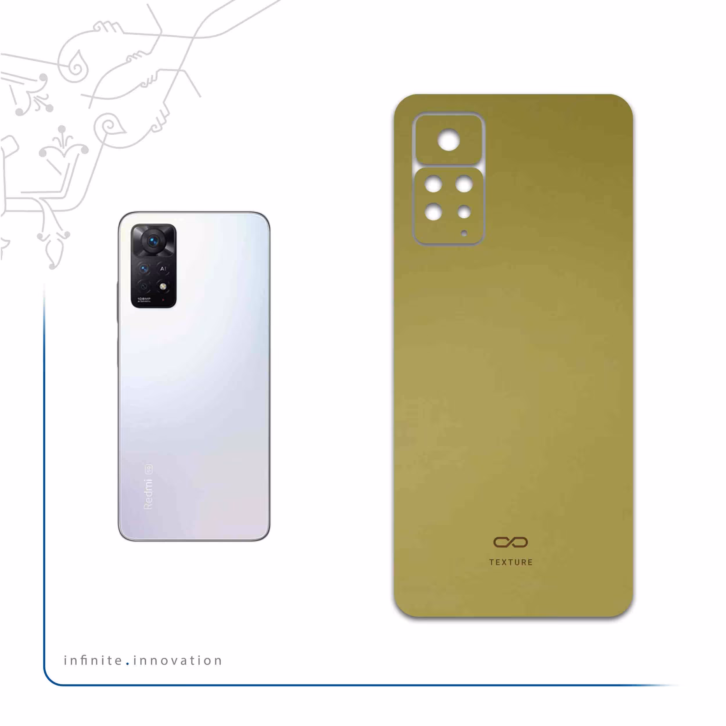 برچسب پوششی ماهوت مدل Matte-Gold مناسب برای گوشی موبایل شیائومی Redmi Note 11 Pro Plus 5G (India)