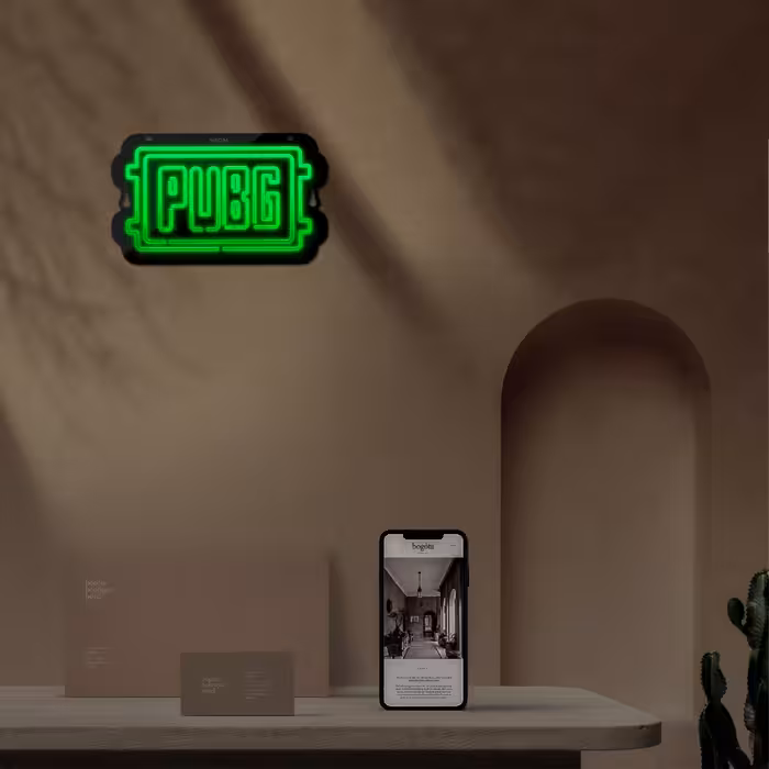 چراغ دیواری نئون دیزاین طرح Pubg-Logo-BL_GR