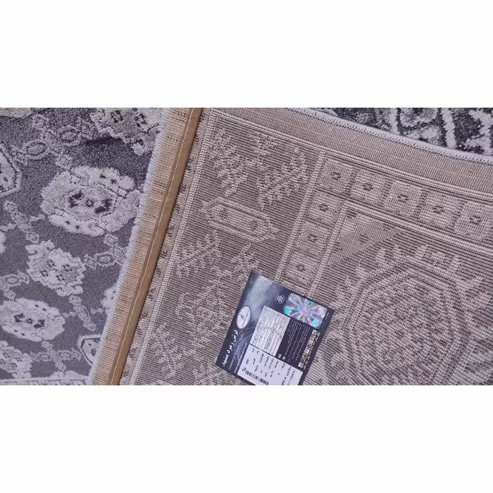 فرش ماشینی زمرد مشهد مدل R44 زمینه طوسی