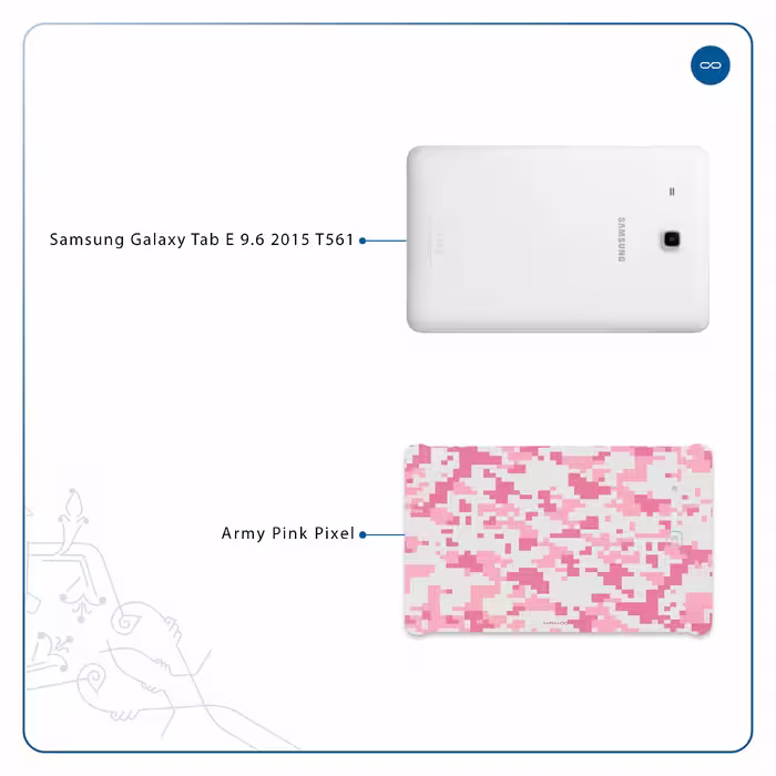 برچسب پوششی ماهوت مدل Army-Pink-pixel مناسب برای تبلت سامسونگ Galaxy Tab E 9.6 2015 T561