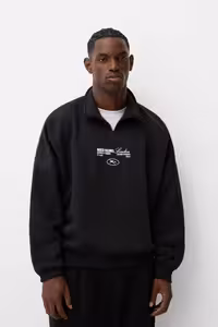 سویشرت خاکستری مردانه پیراهن ورزشی زیپ دار طرح Bershka