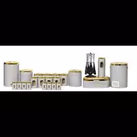 سرویس آشپزخانه 29 پارچه طوسی درب طلایی 