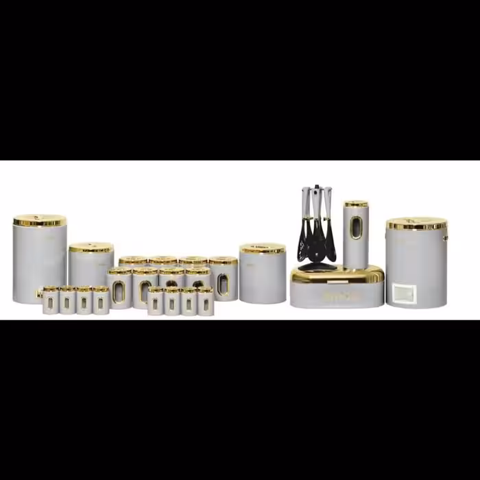 سرویس آشپزخانه 29 پارچه طوسی درب طلایی 