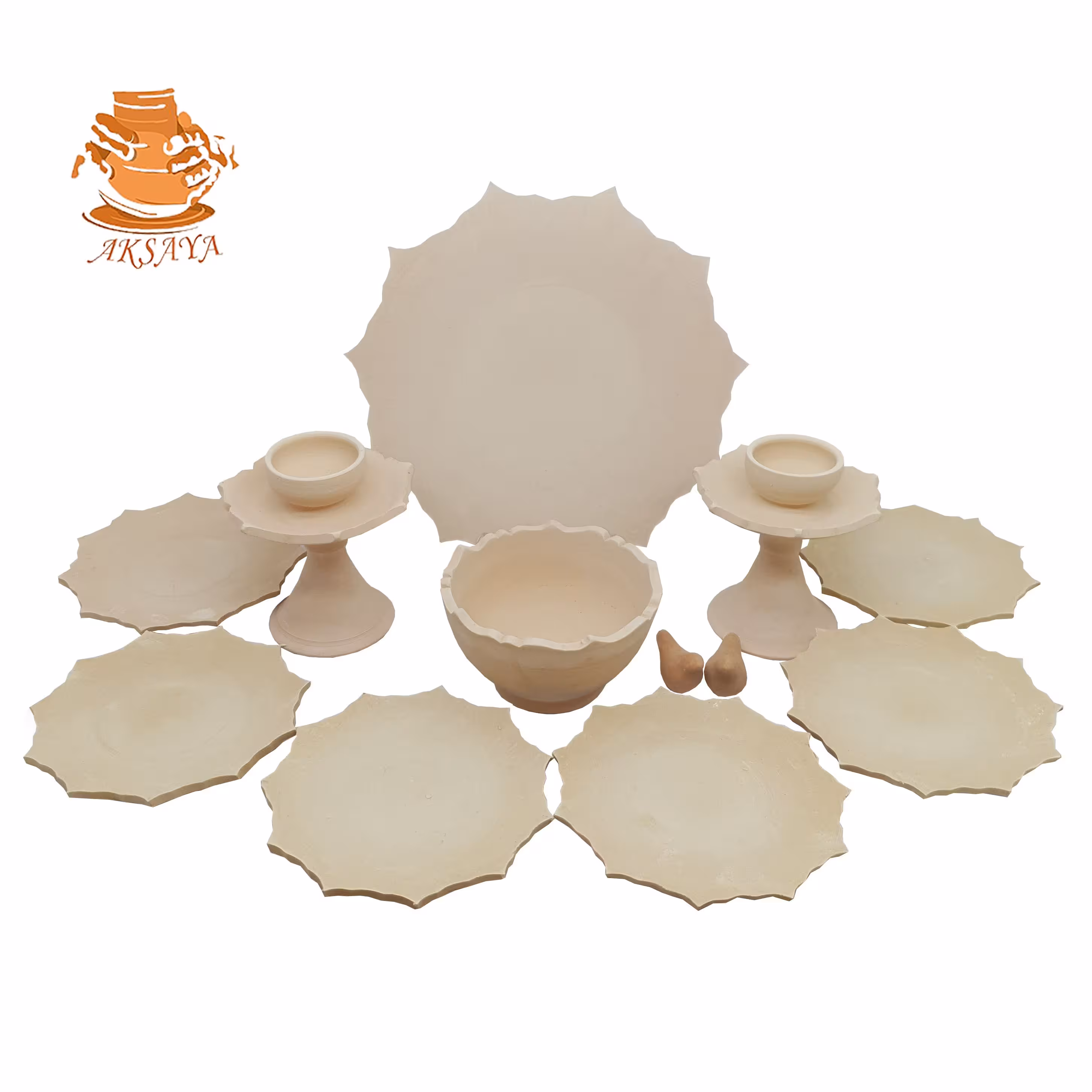 ست 12 پارچه هفت سین سفالی خام مدل ستاره کد HS105