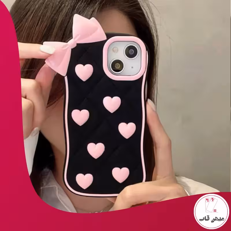 قاب گوشی آیفون پاپیون قلب صورتی - کد (1128)