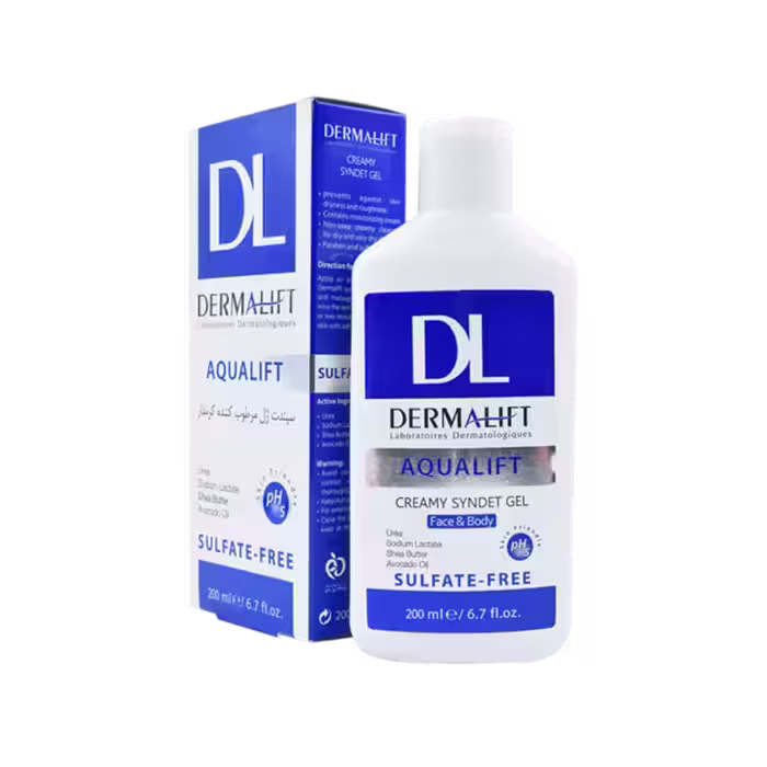 سیندت ژل مرطوب کننده کرمدار درمالیفت مناسب پوست های خشک و خیلی خشک Dermalift Aqualift Creamy Syndet Gel Skin Dry