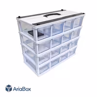 کشو ابزار و قطعات 16 کشو 4 طبقه سفید قنادپلاست مدل B4