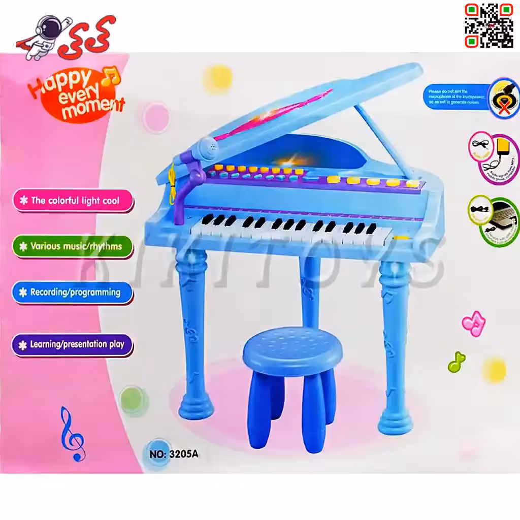 پیانو پایه دار با میکروفون اسباب بازی Electronic Piano 3205A