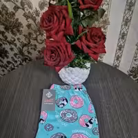 شلوار نخی گیاهی طرح خرس ودونات شلوارراحتی زنانه شلوار دخترانه وارداتی لیدی