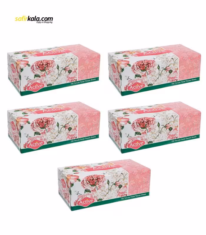 دستمال کاغذی 150 برگ اکتیو مدلA3M9007بسته 5 عددی