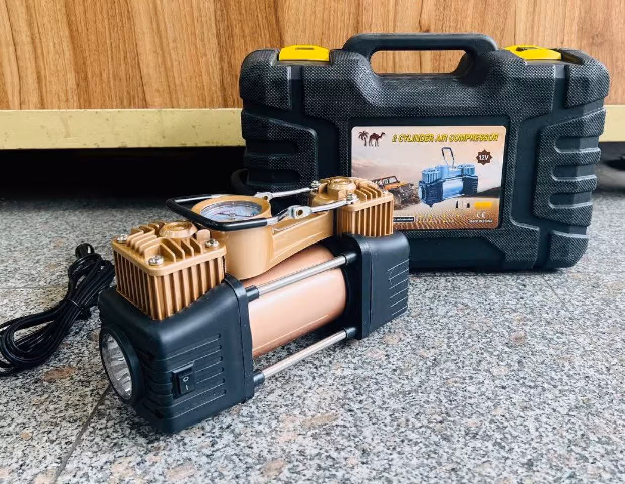 کمپرسور فندکی طرح دو سیلندر کمل با لوازم QS40P