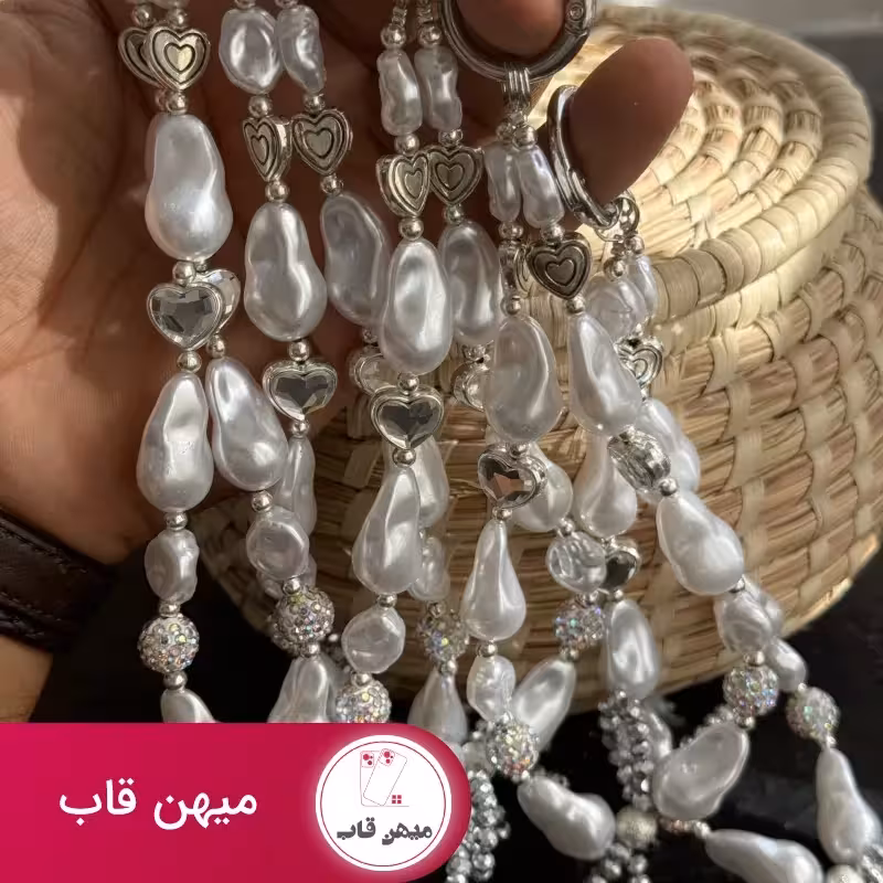 بند و آویز وایت پیرل پاپیون قلبی - کد (102175)