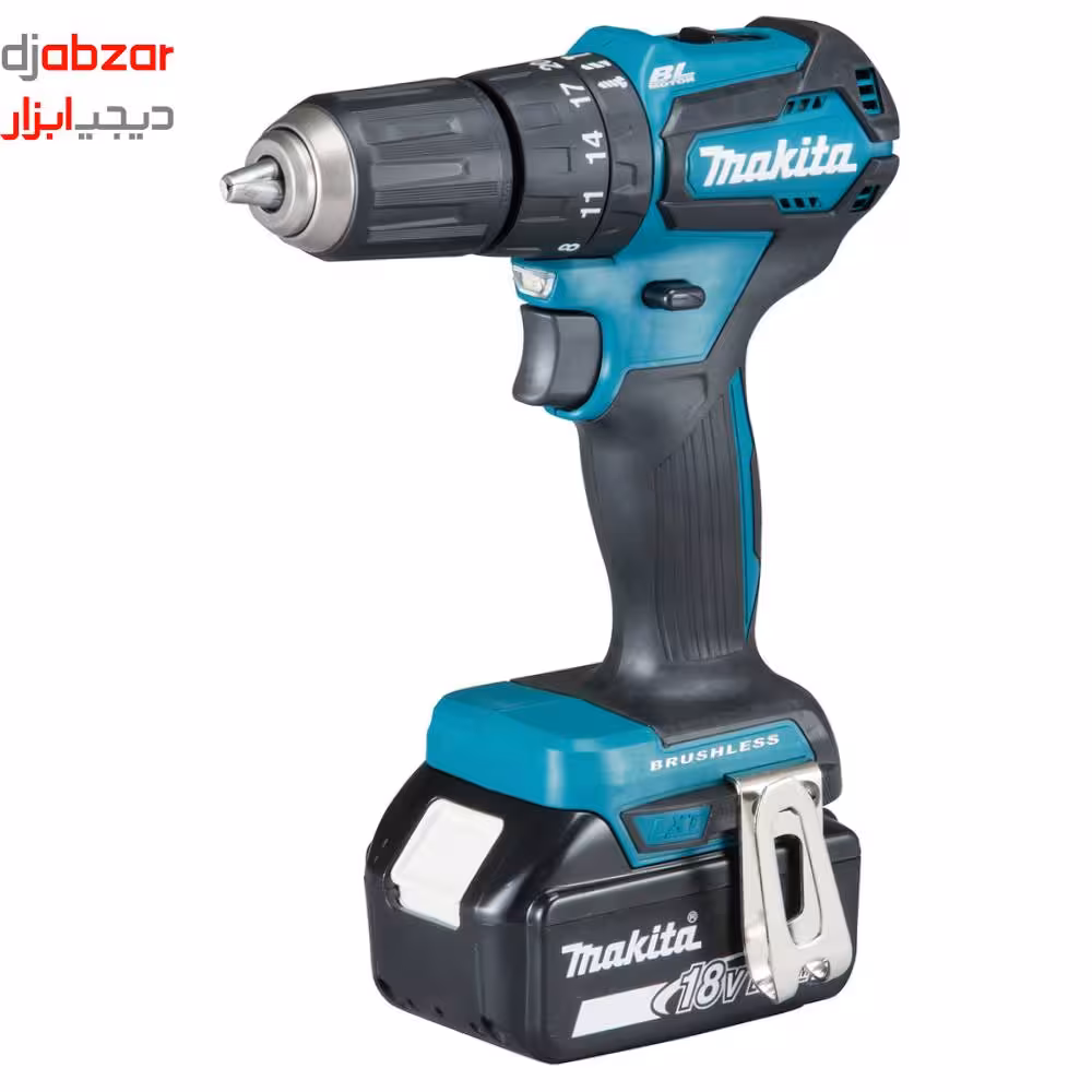 دریل شارژی 18 ولت چکشی براشلس 3 آمپر 2 باطری ماکیتا مدل DHP483RFJ