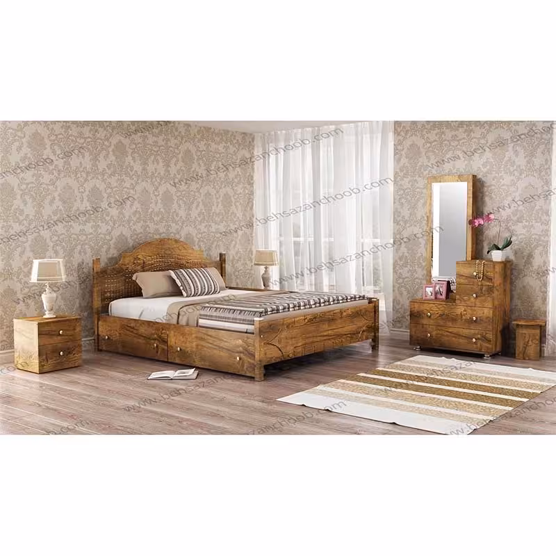 تخت خواب دونفره فلورا  بدون کشو T350