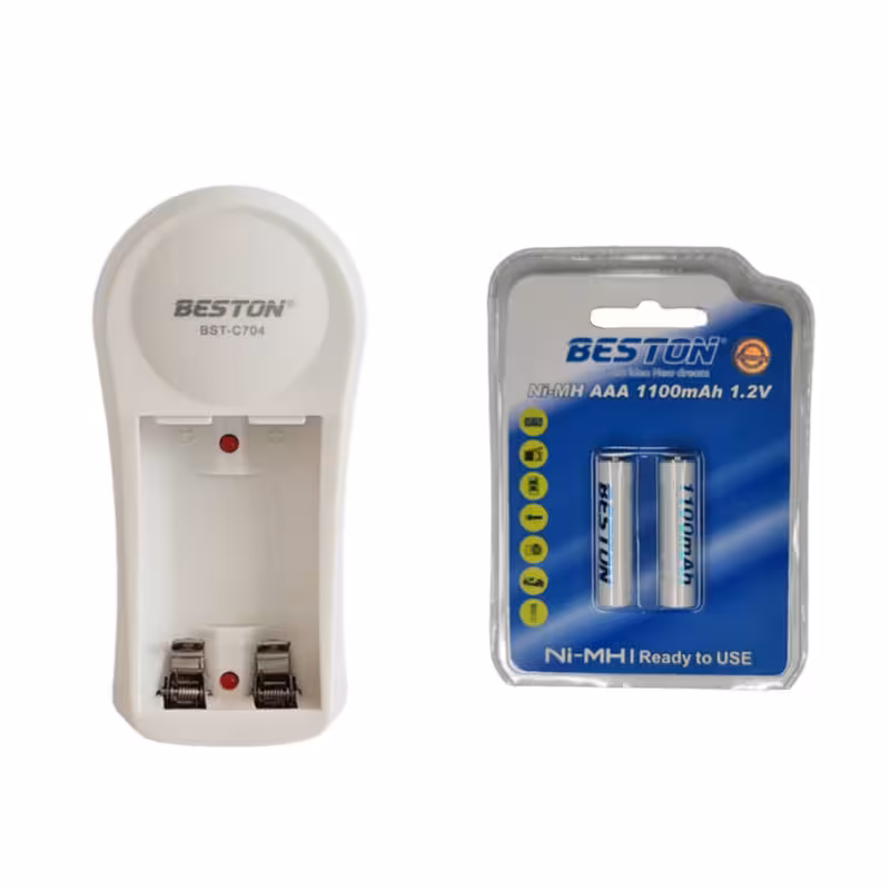 شارژر باتری بستون مدل C704 به همراه باتری نیم‌قلمی قابل شارژ 1100mAh
