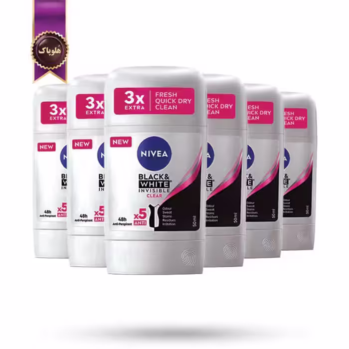 6 عدد مام استیک ضد تعریق زنانه نیوا Nivea مدل تمیز و پاک Invisible Clear حجم 50 میلی‌ لیتر (اورجینال)