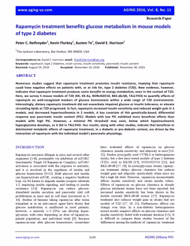 خرید و دانلود نسخه کامل کتاب Rapamycin treatment benefits glucose metabolism in mouse models of type 2 diabetes
