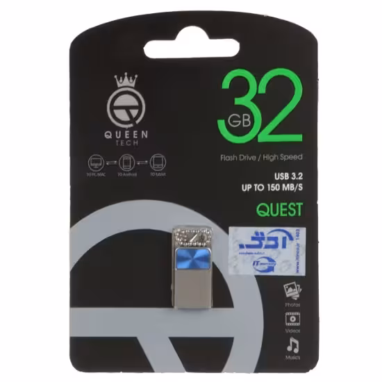 فلش مموری کوئین تک مدل Queen QUEST USB3.2 ظرفیت 32 گیگابایت