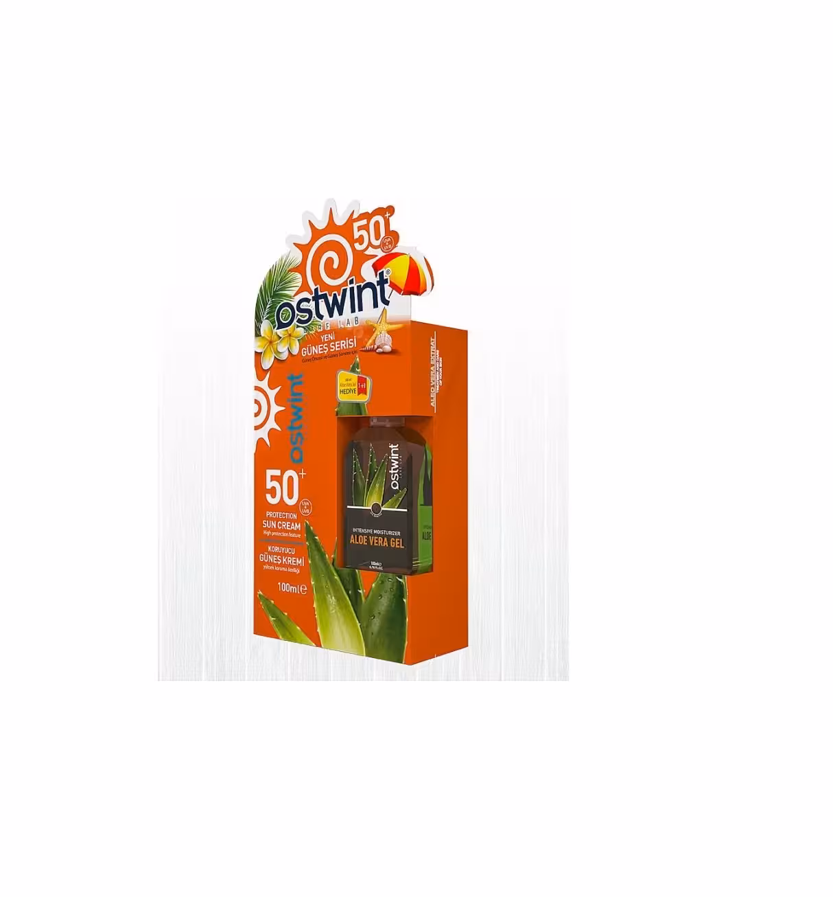 کرم ضدآفتاب استوینت OSTWINT و  بهمراه ژل آلوئه ورا با SPF 50 حجم 100 میل