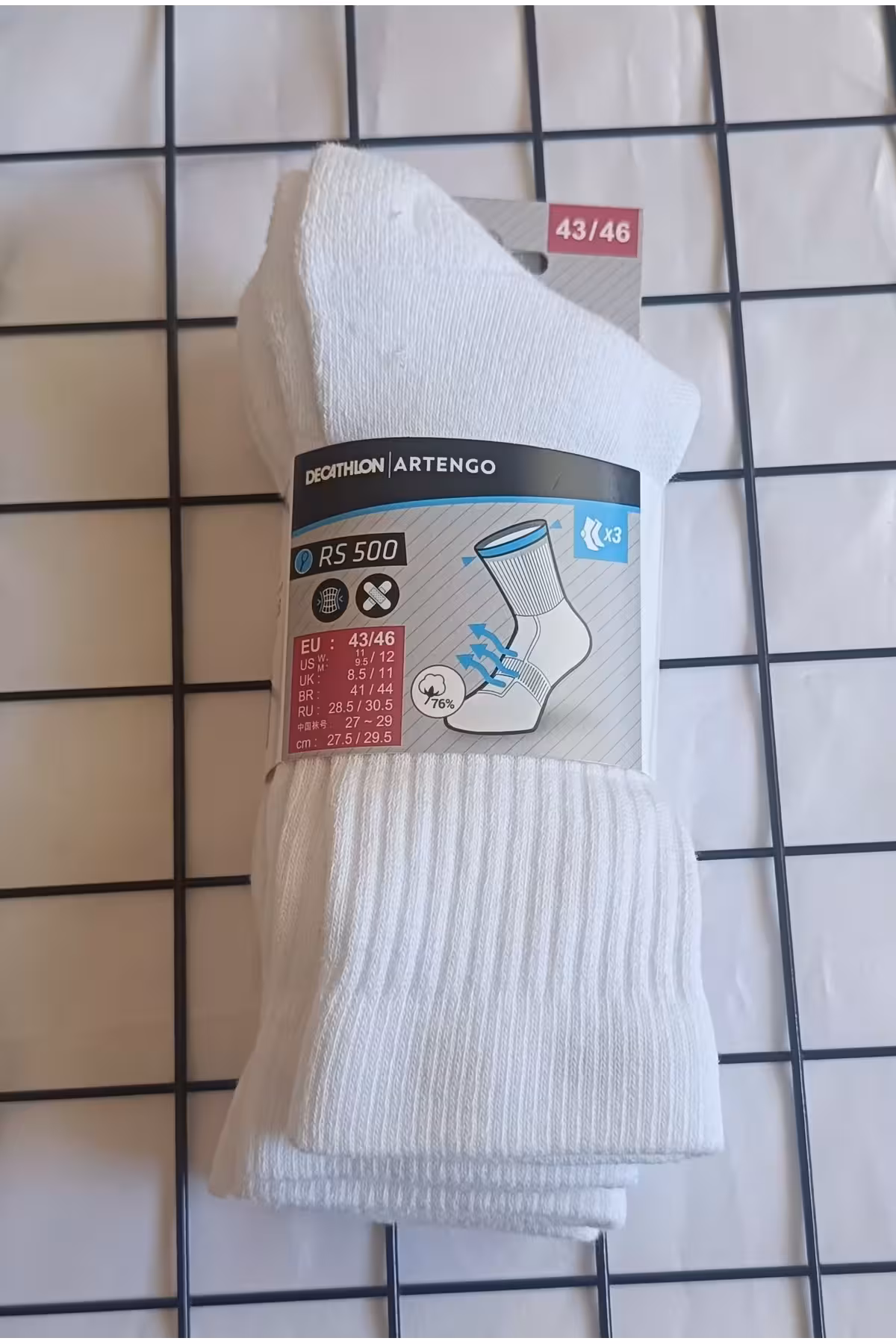 مردانه و زنانه جوراب تنیس خانه عالی 3 بسته WHITE Decathlon