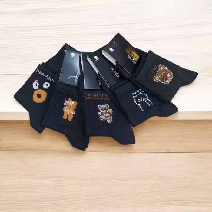 جوراب نیم ساق کش انگلیسی تدی عینکی مشکی