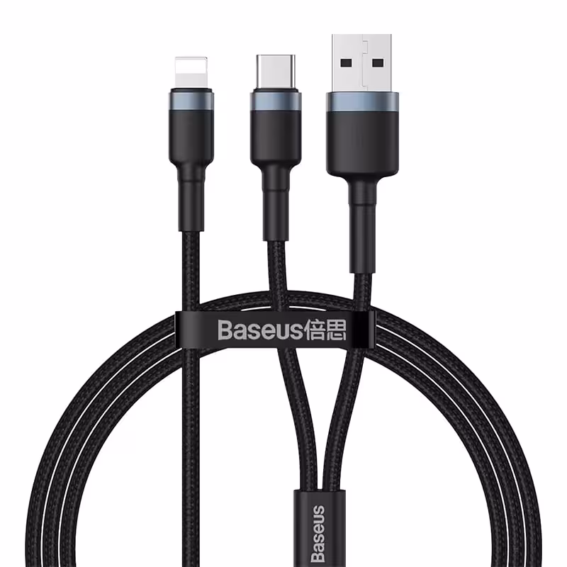 کابل تبدیل USB به تایپ سی و لایتنینگ برند بیسوس مدل CATKLF-ELG1