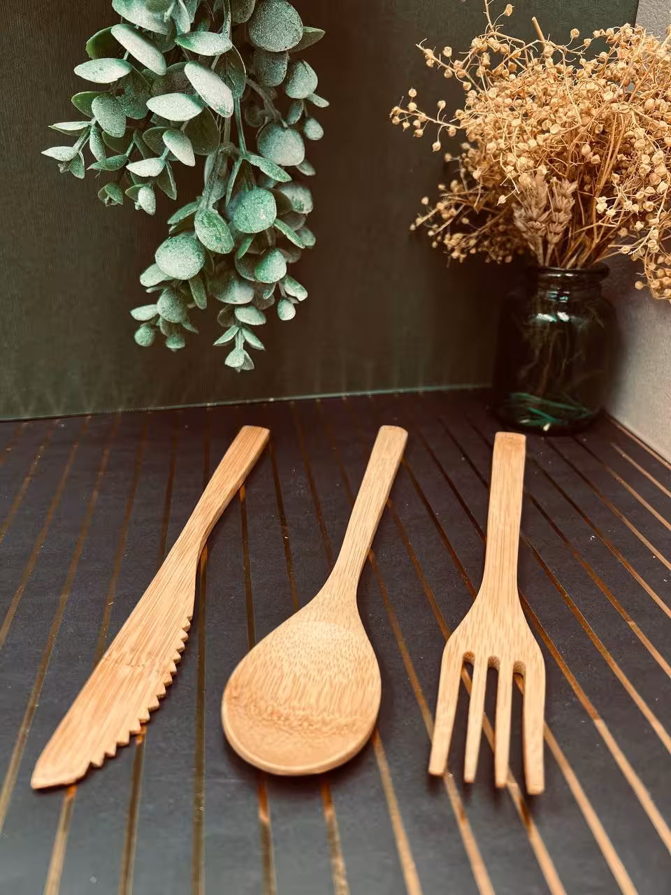 ست قاشق چنگال چوبی بامبو bm106