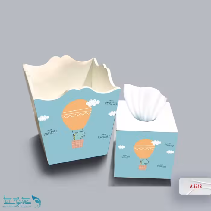 ست سطل و جا دستمال چوبی کودک طرح دایناسور راننده کد A3218