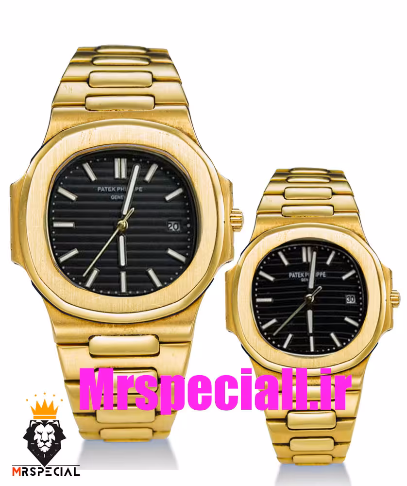 ساعت ست پتک فیلیپ ناتیلوس کوارتز طلایی صفحه مشکی Patek Philippe NUATILOS 0200741