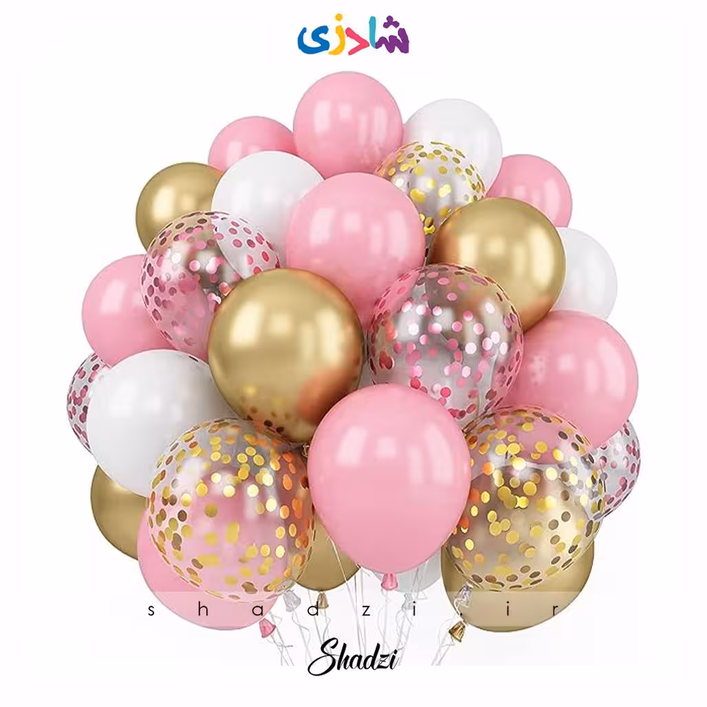 پک 25عددی بادکنک صورتی طلایی