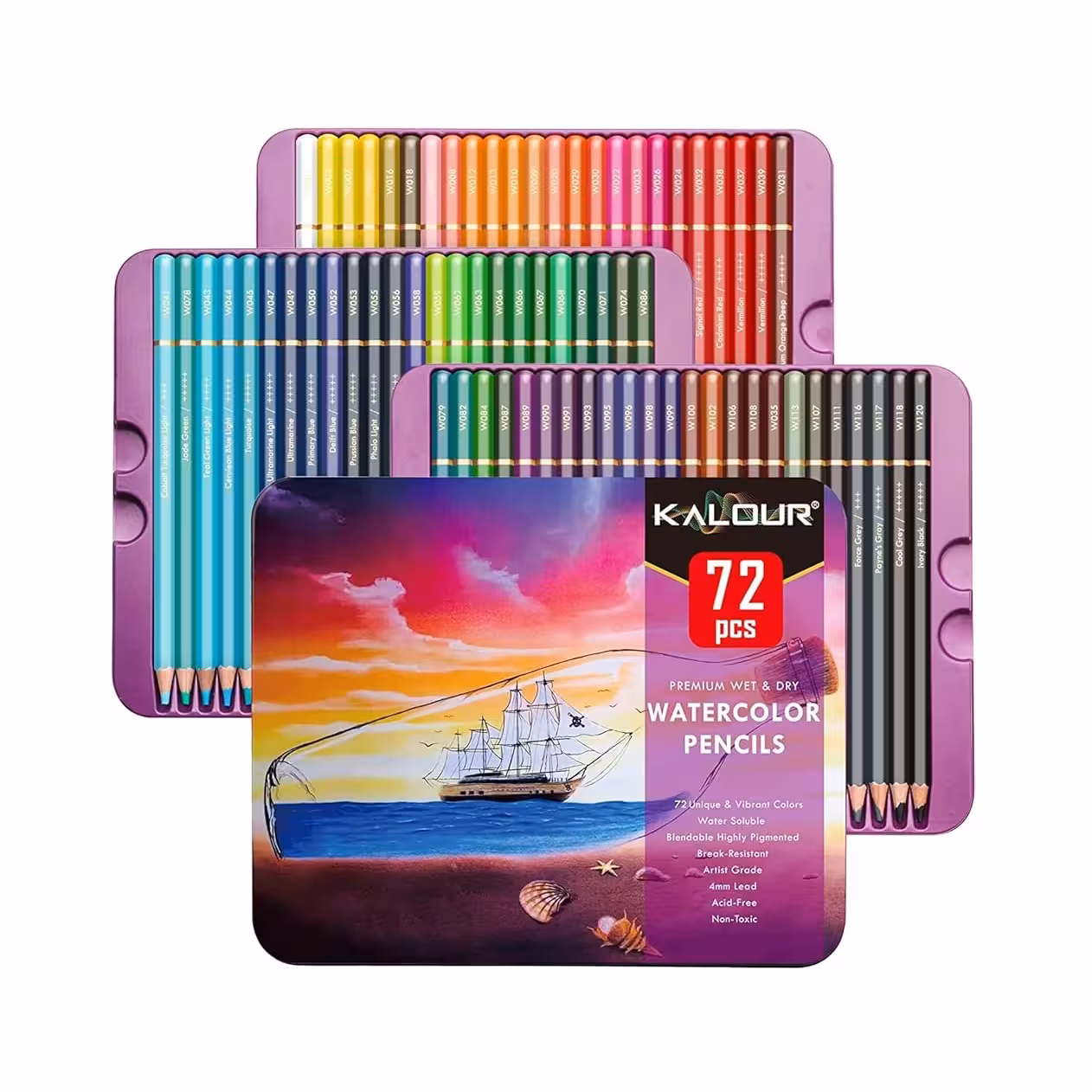 مداد آبرنگی 72 رنگ kalour