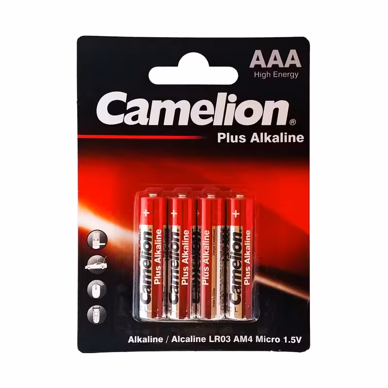 باتری نیم قلمی AAA کملیون مدل Plus Alkaline بسته 4 عددی
